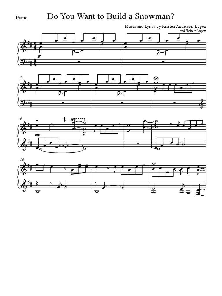 Do You Want To Build A Snowman Piano Pdf