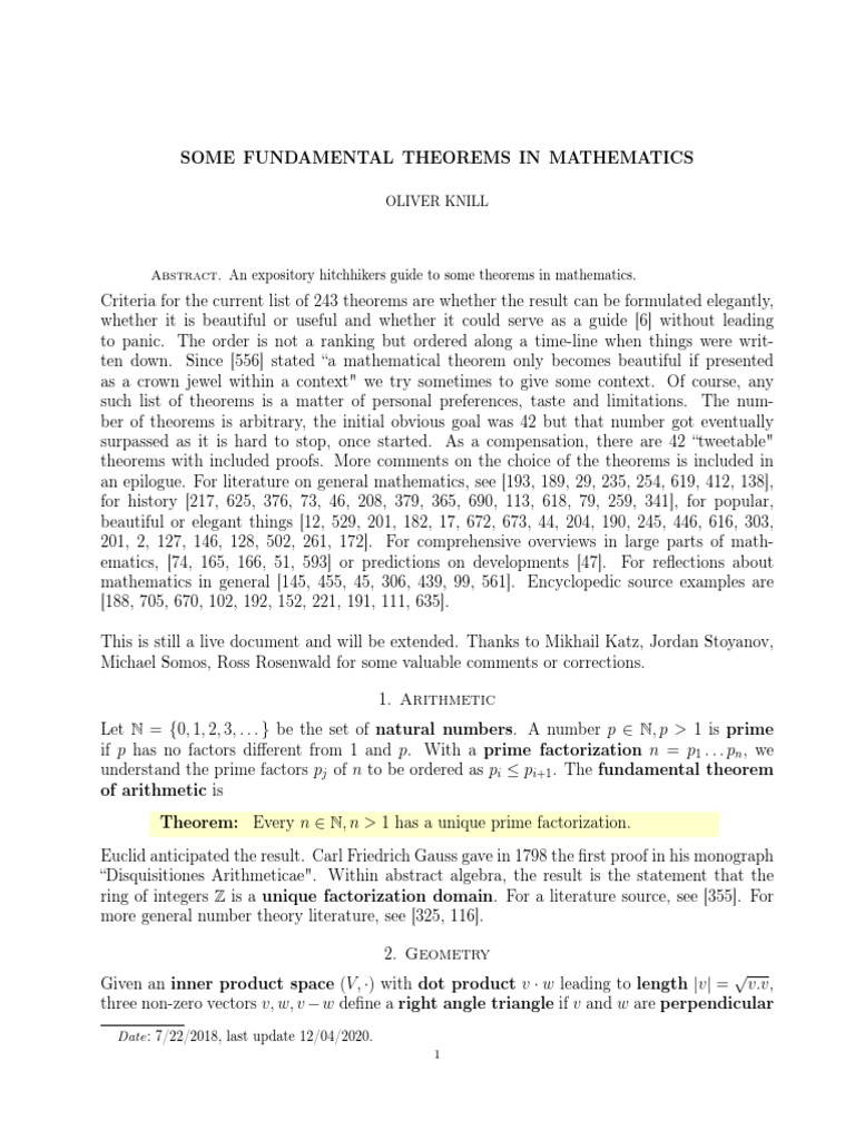 Key Mathematical Theorems Explained | PDF | Group (Mathematics ...