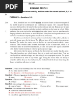 Reading Test 01: C. The Honeybee - Its Characteristics and Usefulness B. Varieties B. Flowers B. A Nest