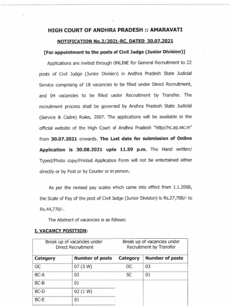 Civil Judge Notification 2021 PDF