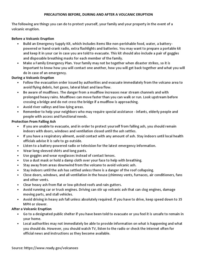 Volcano Eruption Safety Precautions | PDF | Volcano | Volcanic Ash