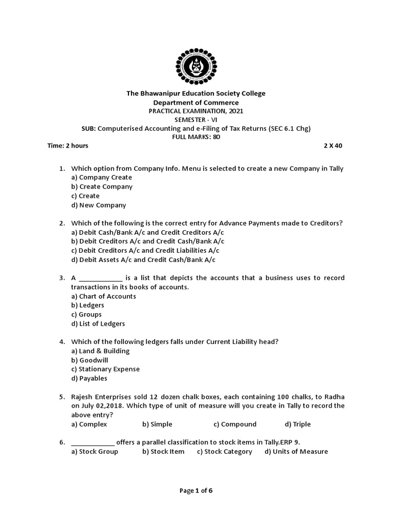 Computerised Accounting and e Filing of Tax Returns SEC 6 1 CHG | PDF ...