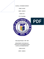 Clinical Intership Report Rabia Zafar MPSW - 021R19-2 Semester 4th M. SC Psychology