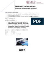 Determinación de colesterol total en plasma