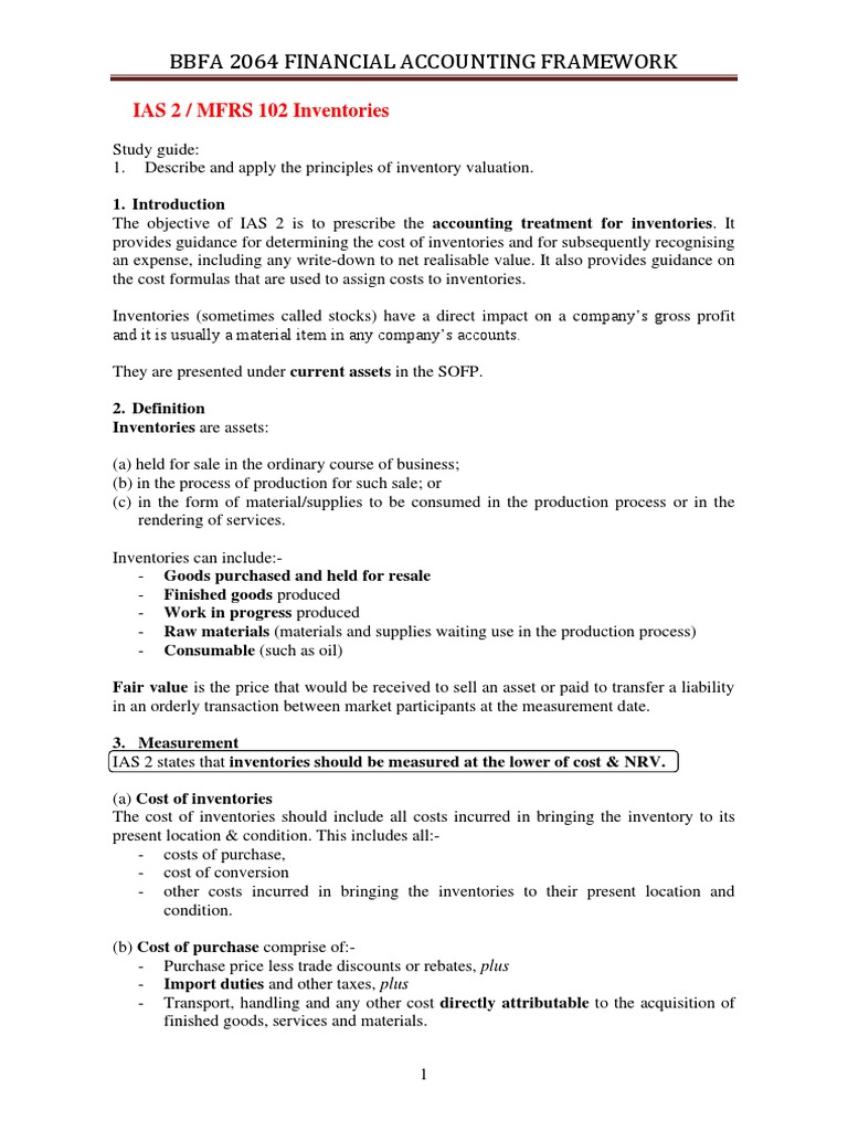 Chapter 18 IAS 2 Inventories | PDF | Inventory | Financial Accounting
