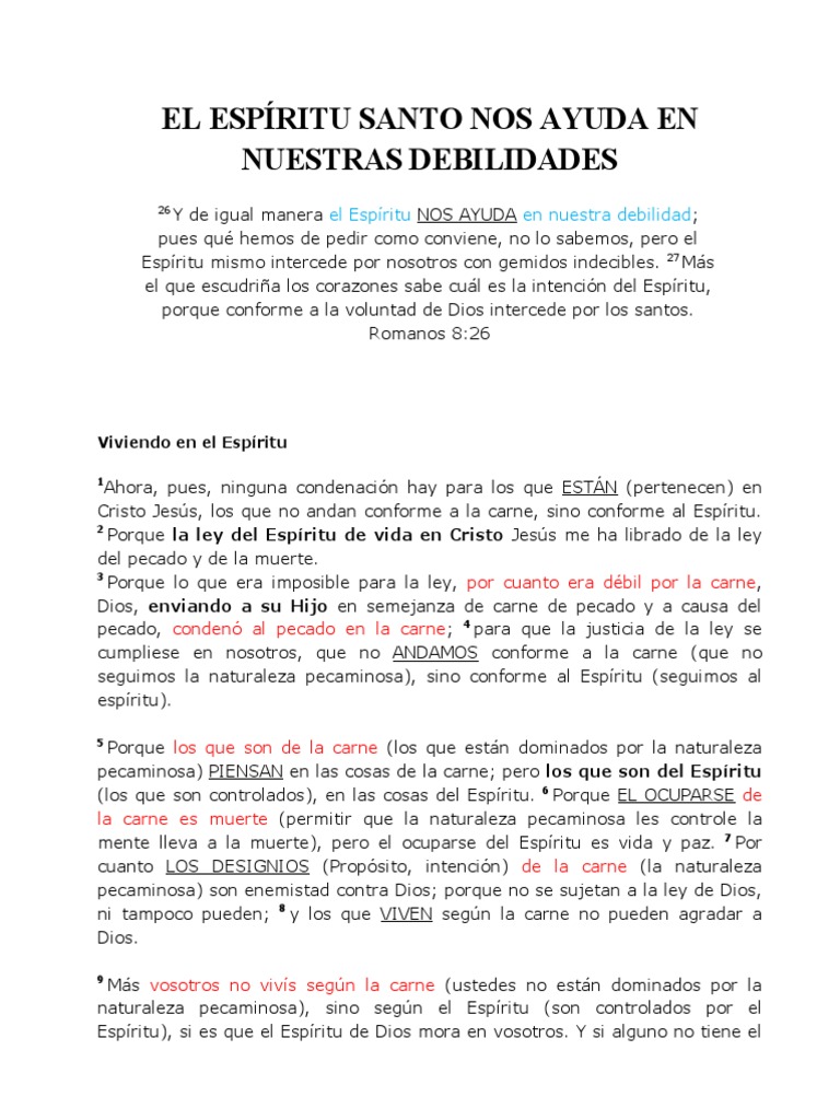 El Espíritu Santo y nuestras debilidades | PDF | Pecado | Cristo (título)