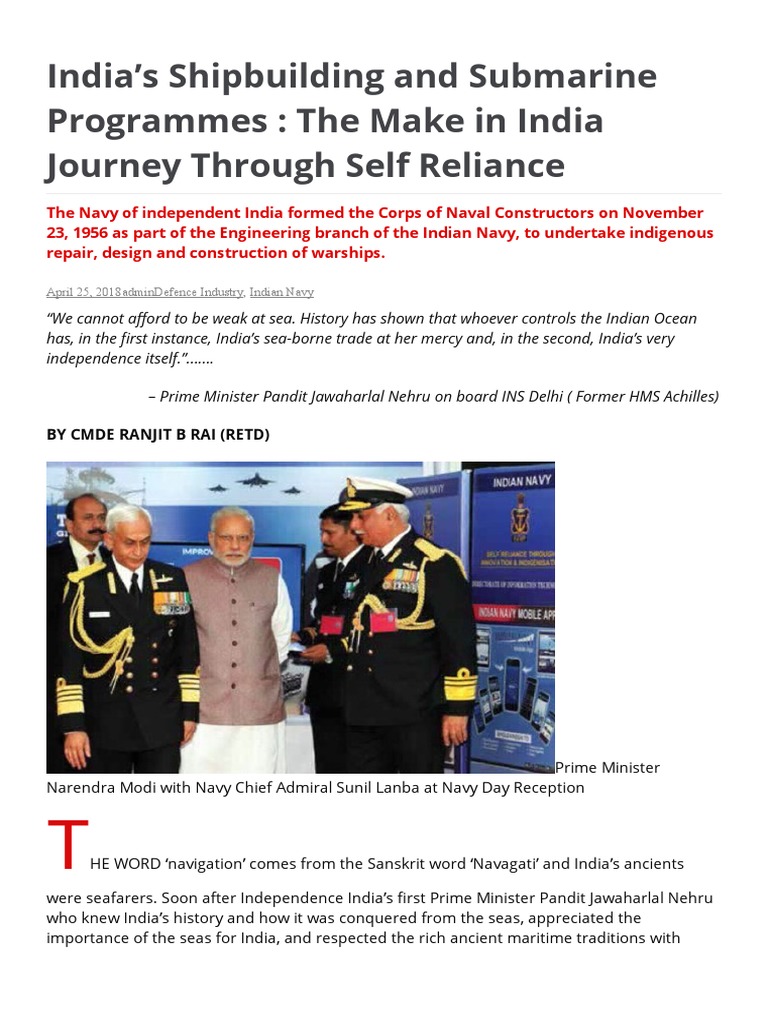 Indian Navy's Submarine and Shipbuilding Progress | PDF | Navies | Shipping