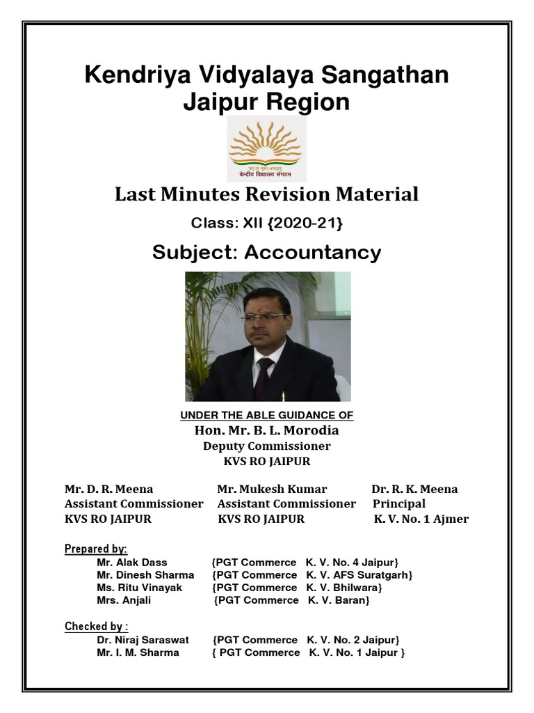 Kendriya Vidyalaya Sangathan Jaipur Region Last Minutes Revision