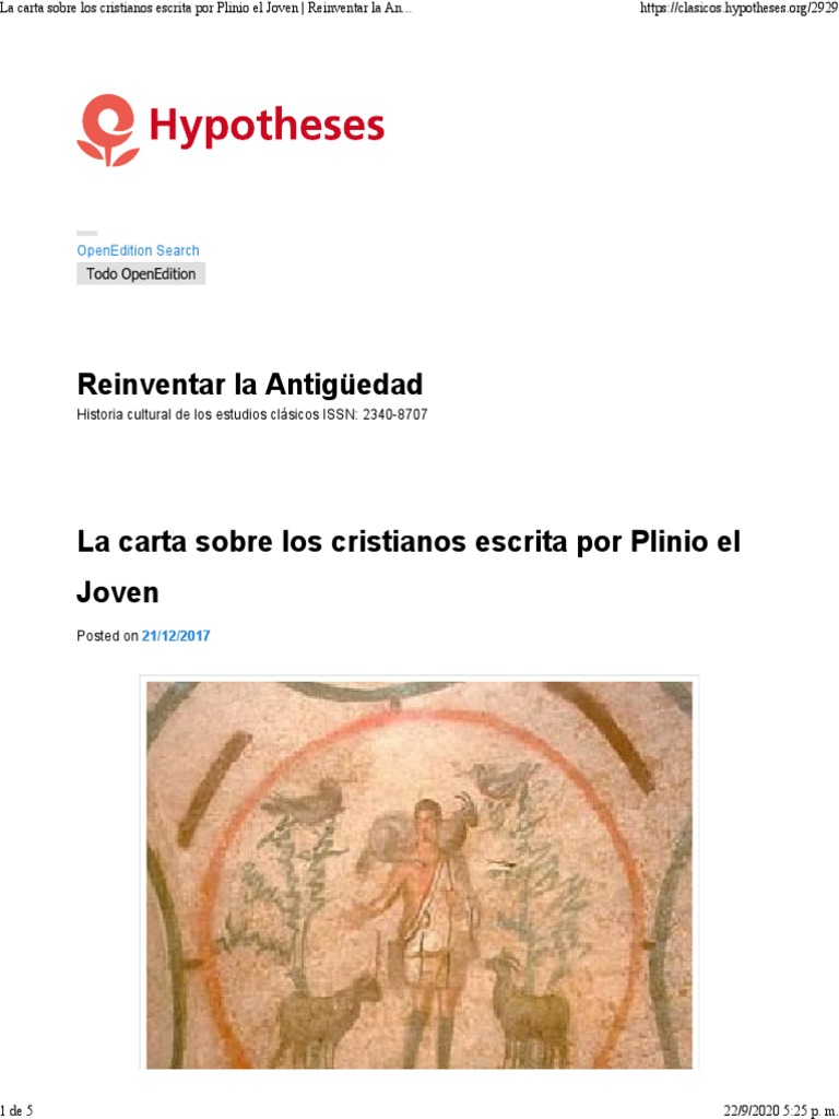 Carta de Plinio El Joven A Trajano Sobre Los Cristianos PDF Tácito