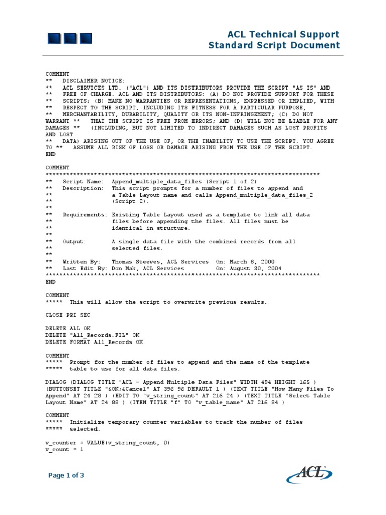 ACL Append Multiple Data Files Script | PDF | Software Development ...