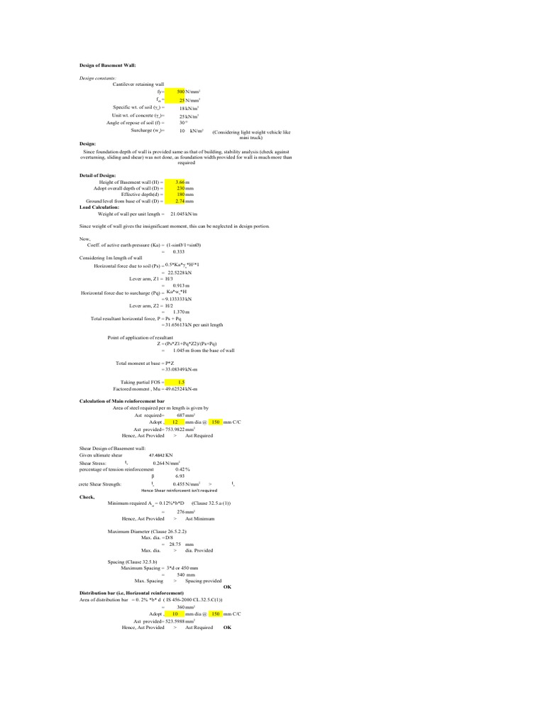 Basement Wall Design | PDF | Economic Sectors | Building Engineering