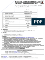 Fauji Cement Co. LTD & Askari Cement LTD: Application Form - Apprenticeship 2021