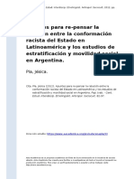 Pla J- Apuntes Para Re-pensar La Relacion Entre La Conformacion Racista Del Estado en Latinoamericano