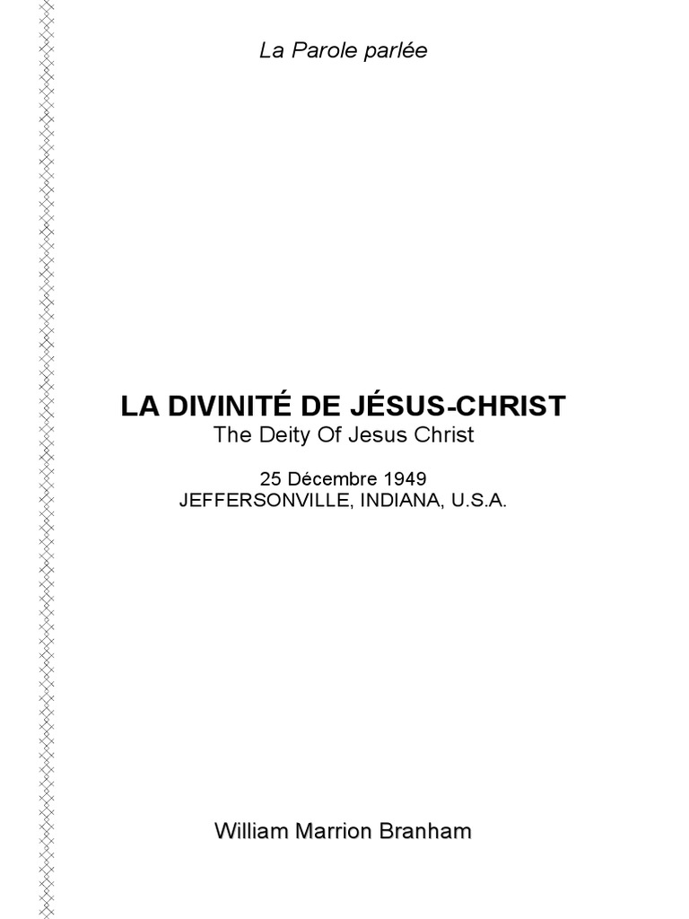 La Divinité de Jésus-Christ selon Branham | PDF | Jésus | Église chrétienne