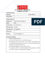 Master of Business Administration Assignment Cover Sheet