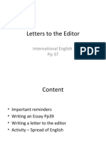 Letters To The Editor: International English PP 37