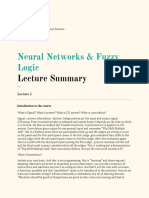 Neural Networks & Fuzzy Logic Lecture Summary