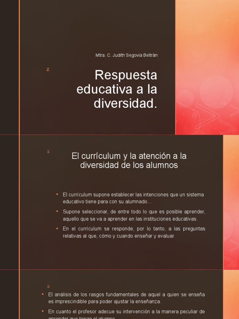 Respuesta Educativa A La Diversidad | PDF | Plan de estudios | Aprendizaje