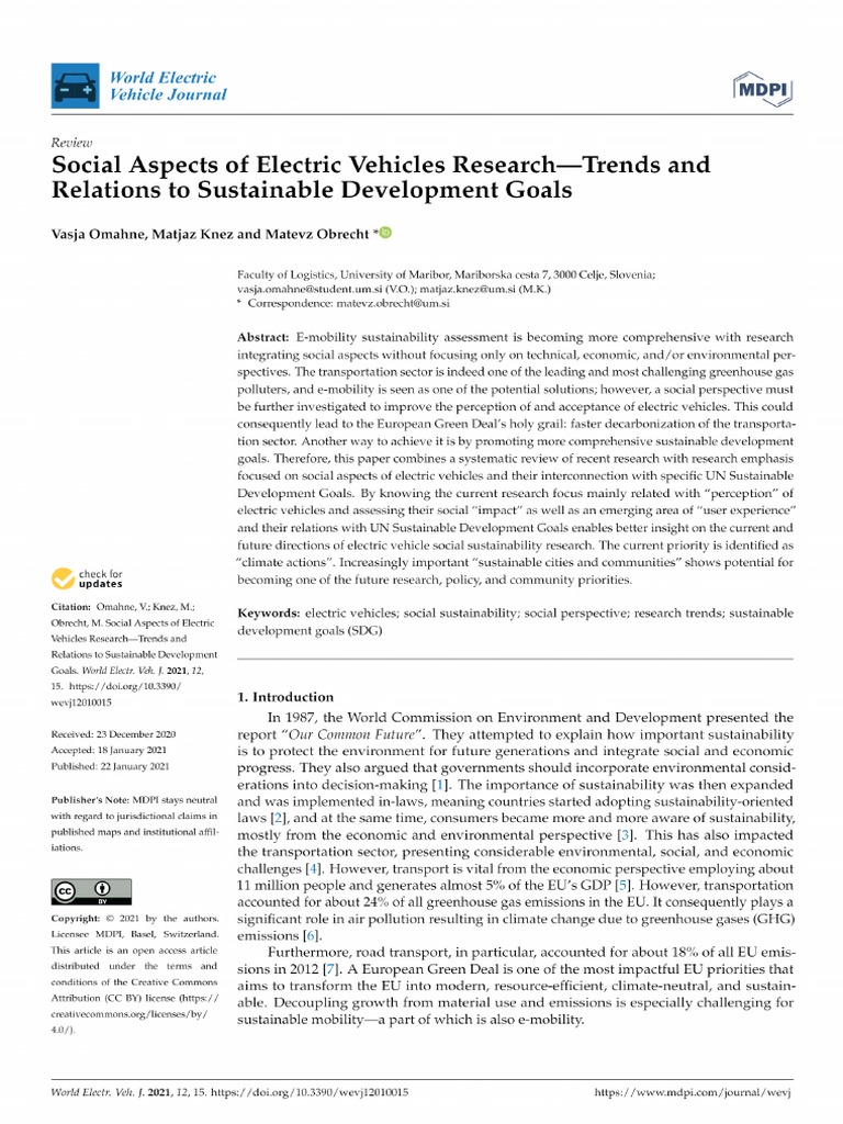 Social Aspects of Electric Vehicles Research-Trends and Relations To ...