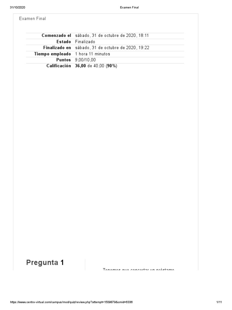 Examen Final - MATEMATICAS fINANCIERAS - 9 BUENAS DE 10 | PDF | Tasas ...