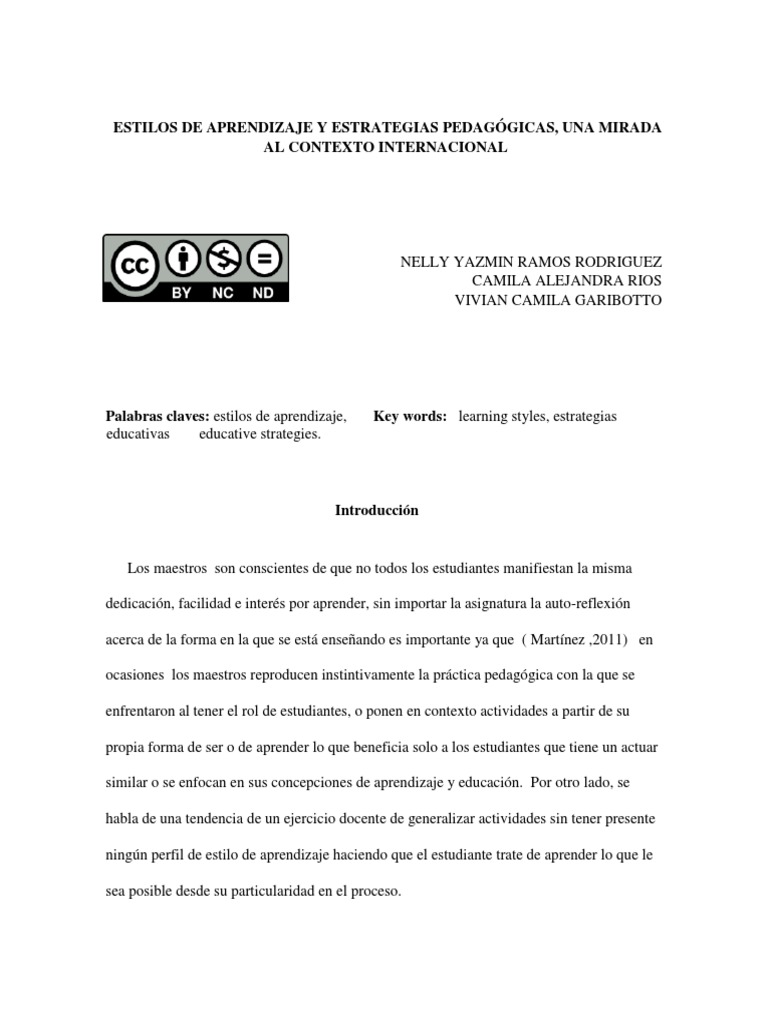 Estrategias pedagógicas y estilos de aprendizaje | PDF | Aprendizaje ...