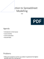 Introduction To Spreadsheet Modeling