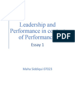 Leadership and Performance in Context of Performance.: Essay 1