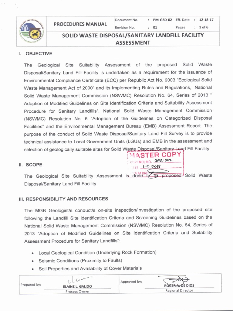 Geological Assessment for Sanitary Landfill | PDF | Waste | Landfill
