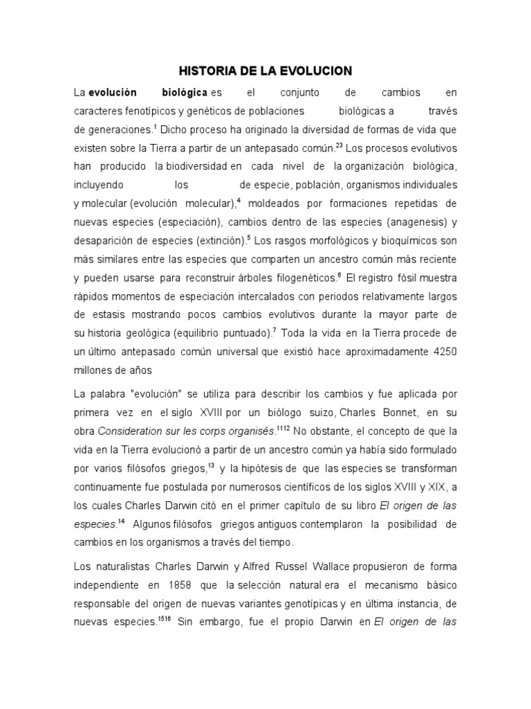 Historia y Mecanismos de la Evolución | PDF | Evolución | Seleccion natural