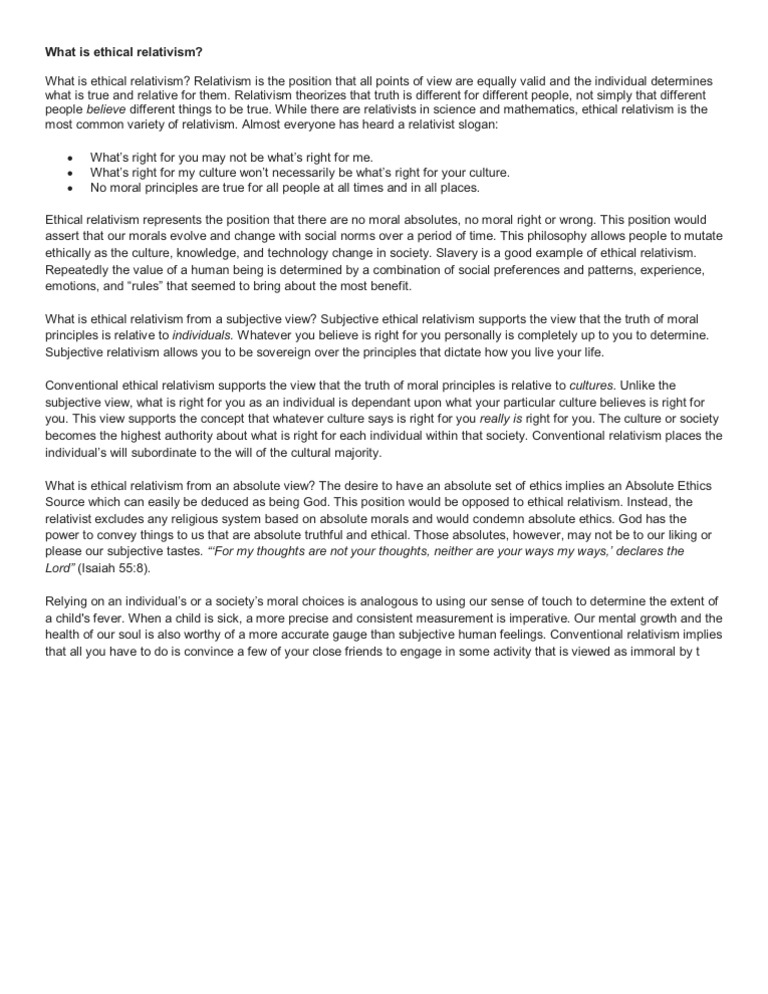 What Is Ethical Relativism | PDF