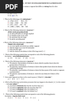 A Check - Up Test On English Phonetics & Phonology: All The Vowels Are Produced With