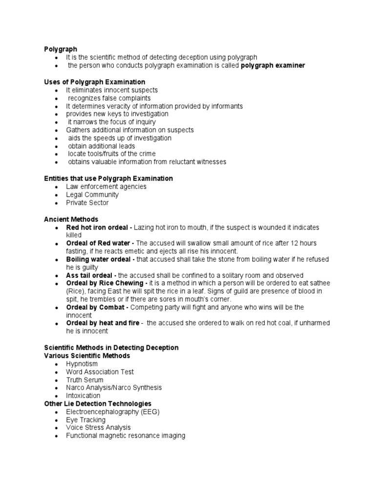 Overview of Polygraph Examination Methods | PDF | Polygraph ...