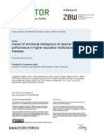 Impact of Emotional Intelligence On Teacher's Performance in Higher Education Institutions of Pakistan