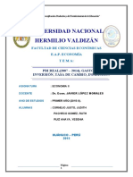 Universidad Nacional Hermilio Valdizán: Facultad de Ciencias Económicas E.A.P. Economía Tema