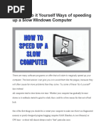 Several Do it Yourself Ways of speeding up a Slow Windows Computer