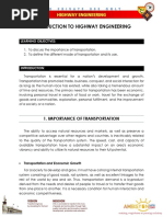 Introduction To Highway Engineering: 1. Importance of Transportation