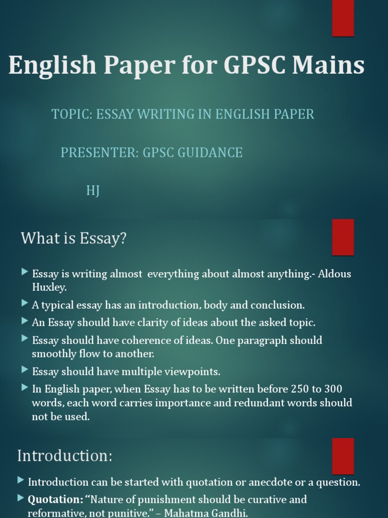 GPSC Mains English Essay Writing Guide | PDF | Essays