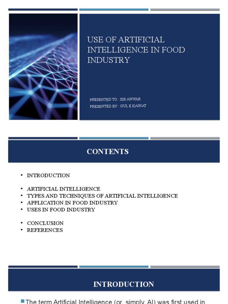 AI Applications in the Food Industry | PDF | Intelligence (AI ...