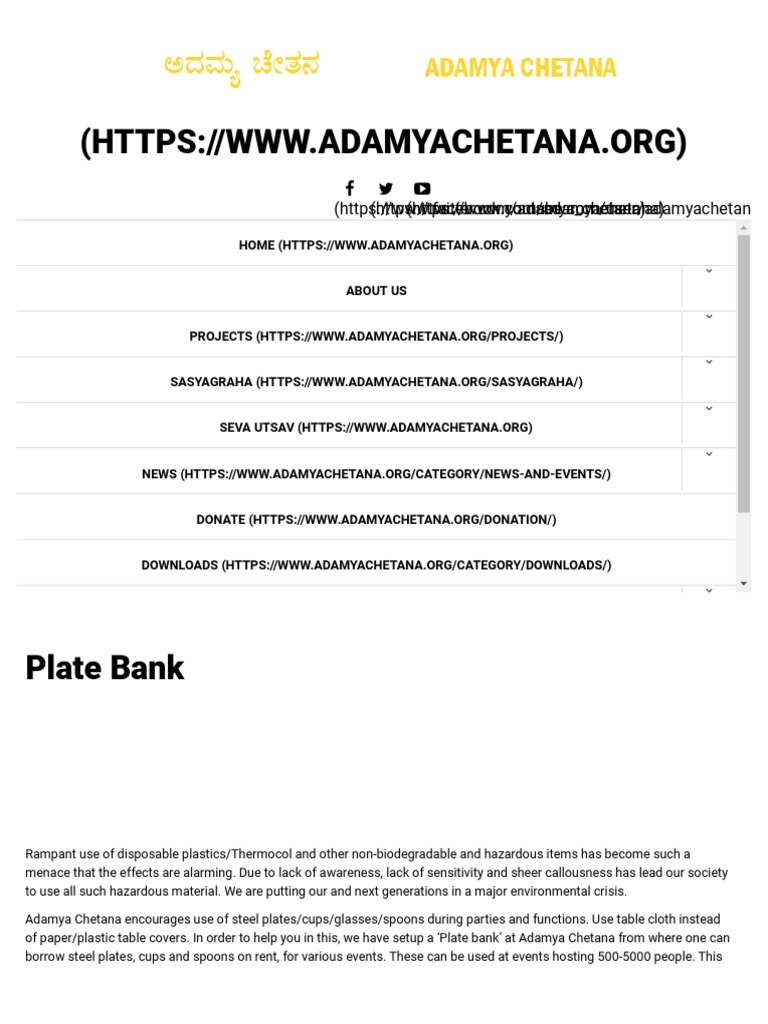 Plate Bank Adamya Chetana PDF Materials Waste