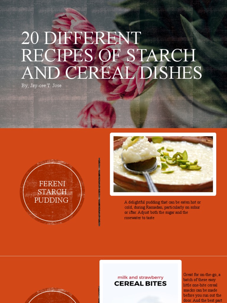 20 Different Recipes of Starch and Cereal Dishes PDF Food Industry