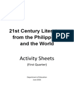412260426 21st Century Literature From the Philippines and the World Activity Sheets PDF