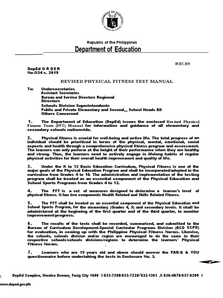 Do - s2019 - 034.PDF (Revised Physical Fitness Test Manual) | PDF ...
