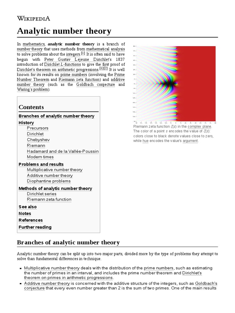 Analytic Number Theory PDF Prime Number Number Theory