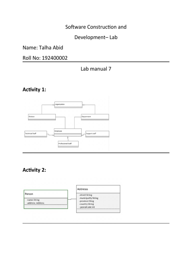 Talha Abid's Lab Manual Overview | PDF
