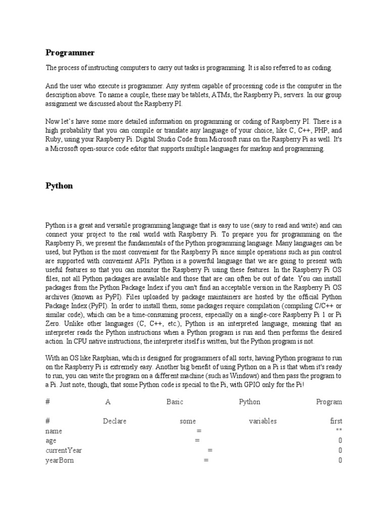 Programmer: # A Basic Python Program # Declare Some Variables First ...
