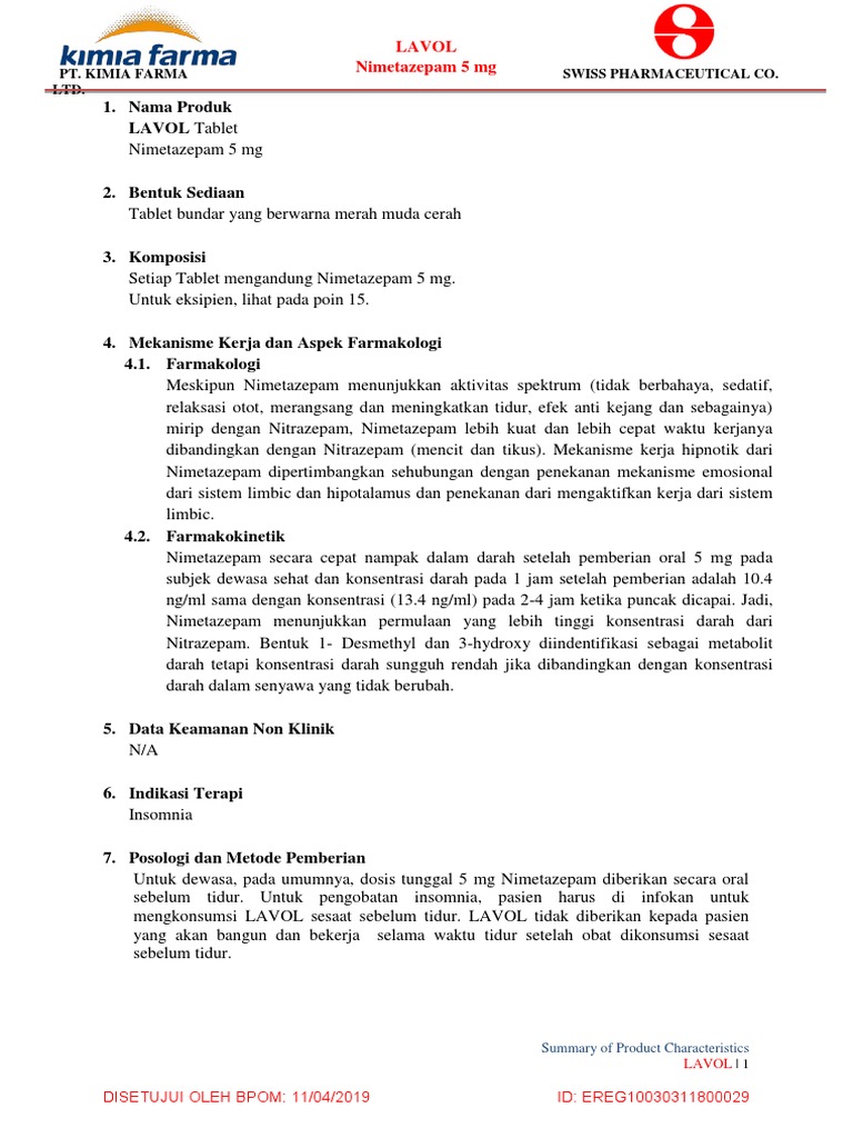 Informasi Obat Lavol 5 mg Nimetazepam | PDF | Kesehatan Holistik