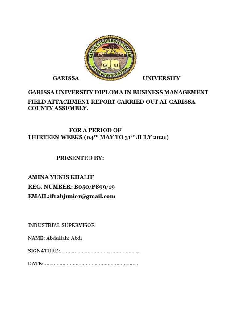 Garissa University Attachment Report | PDF | Infrastructure ...