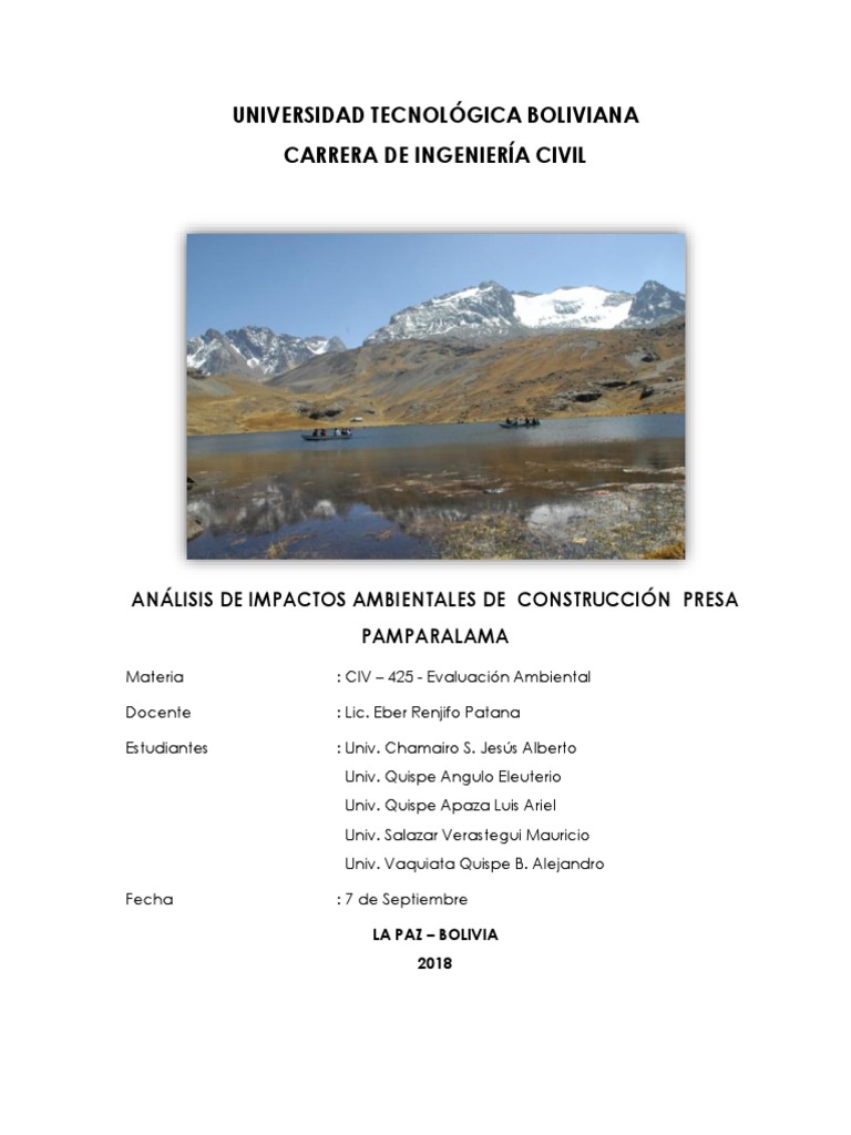Impacto Ambiental Presa Pamparalama | PDF | Reservorio | Represa