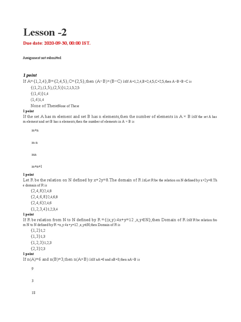 SR Secondary Maths Quiz 2 | PDF