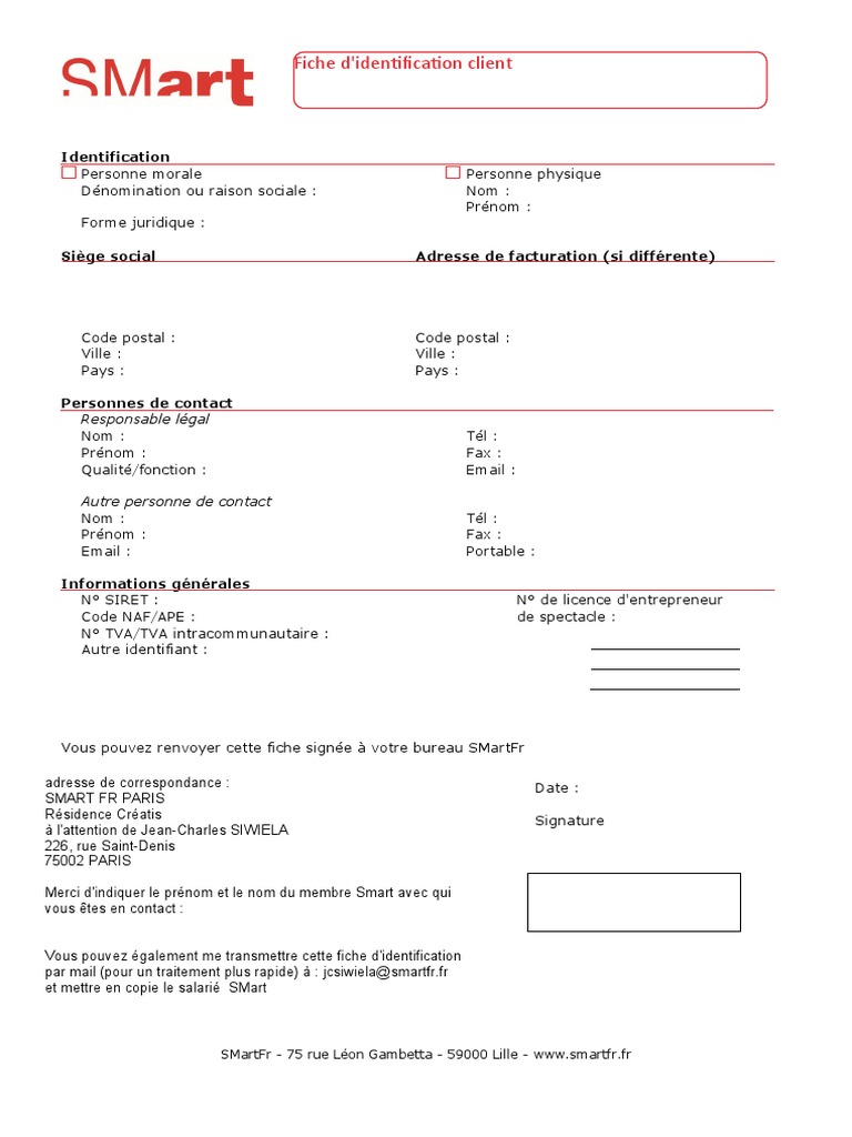 Fiche d'identification client PDF | PDF